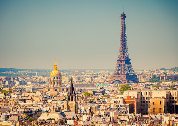 Paris aerial view eiffel tower