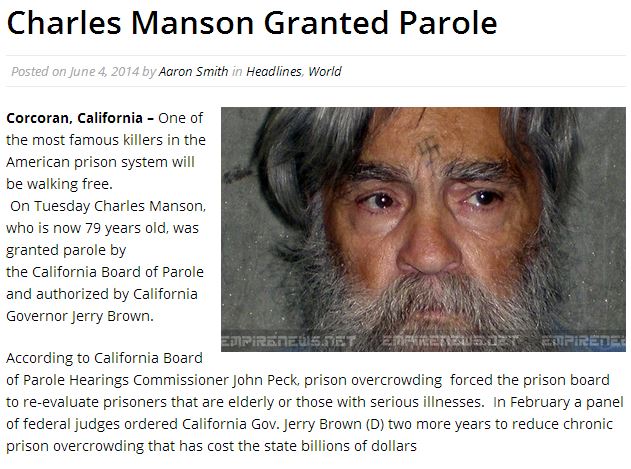 The Charles Manson Murders, Parole and Hoax