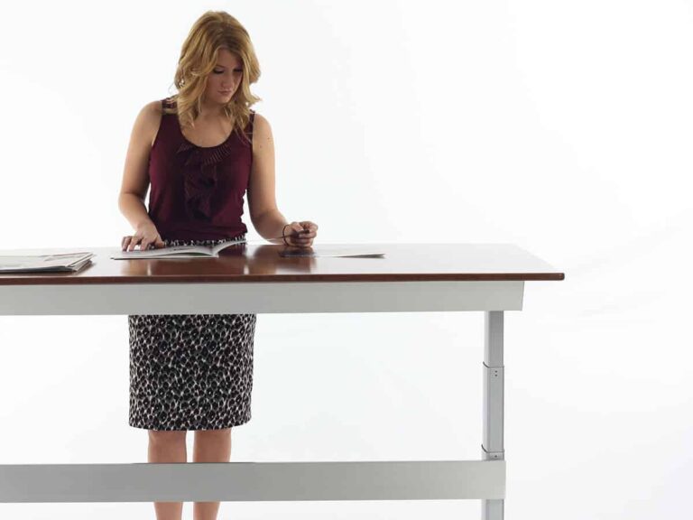 Girl standing desk