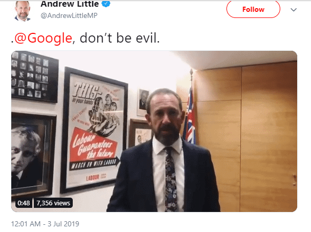 Justice Minister's "Don't Be Evil" Warning to Google Justice Minister's "Don't Be Evil" Warning to Google