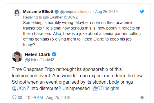 Helen Clark v. Chapman Tripp - 'Dump the Sponsorship'