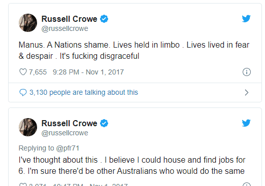 Unleashing Hell - Russell Crowe Adds Gladiatorial Push For Kiwis in Australia Unleashing Hell - Russell Crowe Adds Gladiatorial Push For Kiwis in Australia
