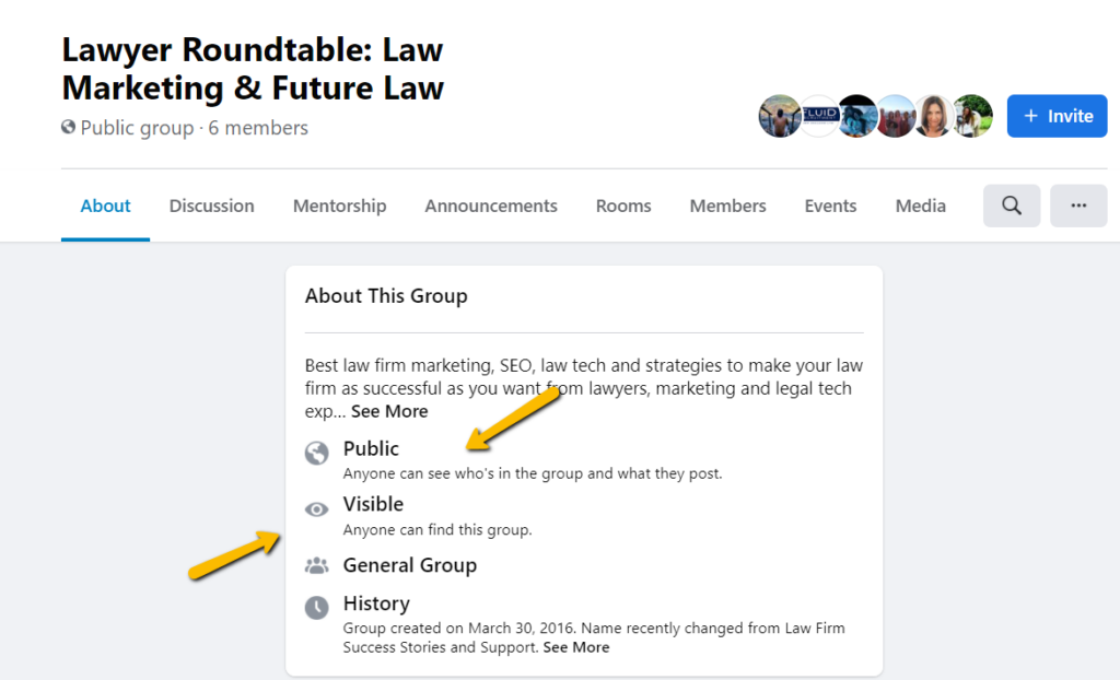 the box on a facebook group to add a group description or invite friends Facebook for Lawyers - Is A Facebook Group A Good Idea For A Law Firm (And If So, How Do You Create One Easily?)