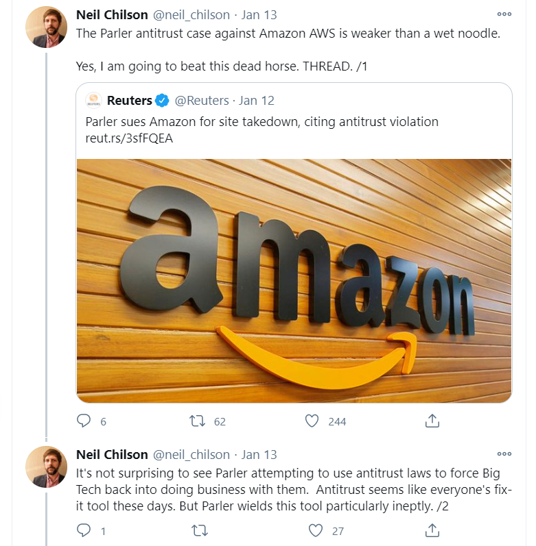 Parlous Start to Parler Antitrust Lawsuit Against Amazon Parlous Start to Parler Antitrust Lawsuit Against Amazon