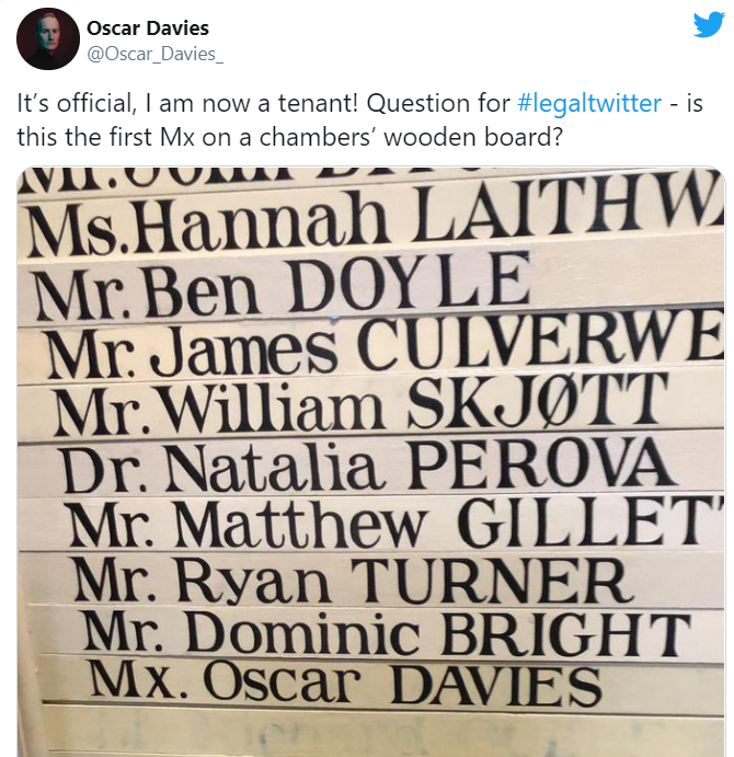 The Non-Binary Barrister - UK Chambers Chalks Up A Legal First The Non-Binary Barrister - UK Chambers Chalks Up A Legal First