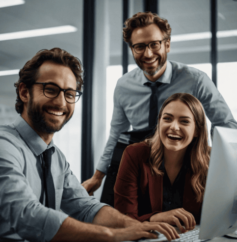 Happy lawyers in office