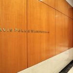 The logo of the law firm Davis Polk & Wardwell is seen in their legal offices in New York City, New York