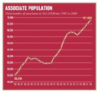 Growth at the 250 largest law firms in the country receded this year, likely a reflection of the economic downturn of 2008.